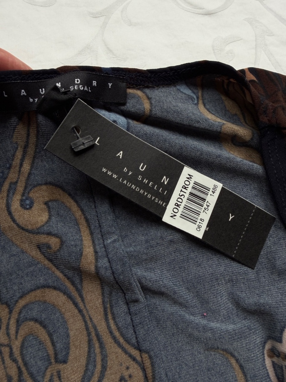 NWT Laundry by Shelli Segal Faux Wrap Dress Blue Sz 12 - Picture 5 of 7